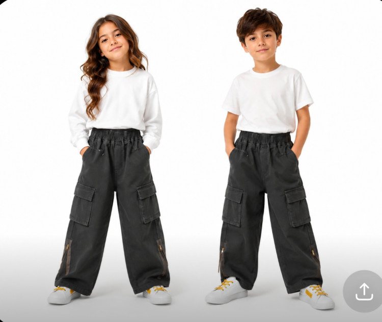شلوار فول بگ کارگو کتان سایز 70 تا95